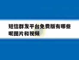 短信群发平台免费版有哪些呢图片和视频的简单介绍