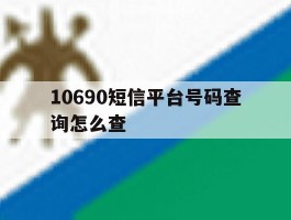 10690短信平台号码查询怎么查