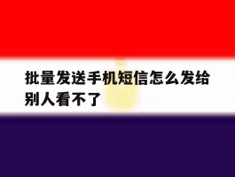 批量发送手机短信怎么发给别人看不了