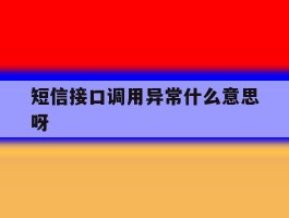 短信接口调用异常什么意思呀