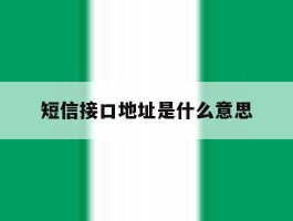短信接口地址是什么意思