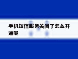 手机短信服务关闭了怎么开通呢