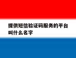提供短信验证码服务的平台叫什么名字