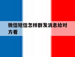 微信短信怎样群发消息给对方看