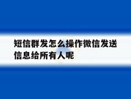 短信群发怎么操作微信发送信息给所有人呢的简单介绍