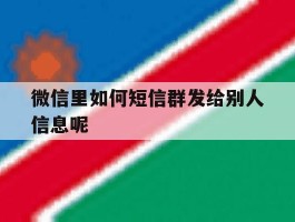 微信里如何短信群发给别人信息呢
