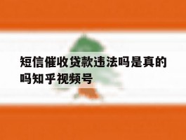 关于短信催收贷款违法吗是真的吗知乎视频号的信息