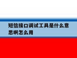 短信接口调试工具是什么意思啊怎么用