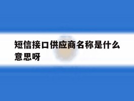 短信接口供应商名称是什么意思呀
