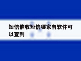 短信催收短信哪家有软件可以查到