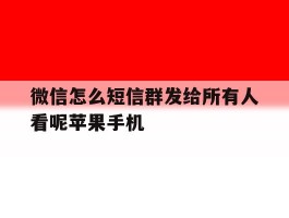 微信怎么短信群发给所有人看呢苹果手机的简单介绍