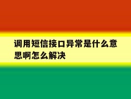 调用短信接口异常是什么意思啊怎么解决