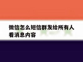 微信怎么短信群发给所有人看消息内容