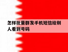 怎样批量群发手机短信给别人看到号码