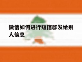 微信如何进行短信群发给别人信息