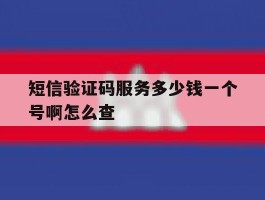短信验证码服务多少钱一个号啊怎么查