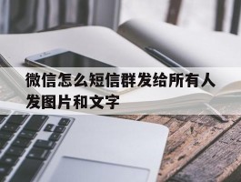 微信怎么短信群发给所有人发图片和文字