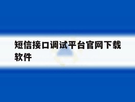 短信接口调试平台官网下载软件