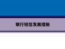 银行短信发展措施