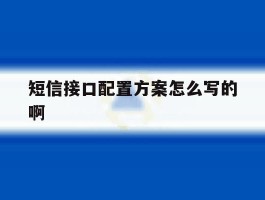短信接口配置方案怎么写的啊