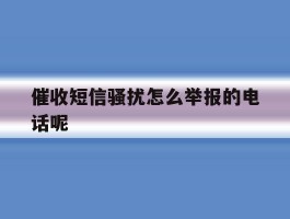 催收短信骚扰怎么举报的电话呢