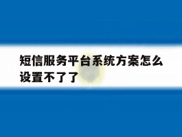 短信服务平台系统方案怎么设置不了了