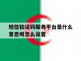 短信验证码服务平台是什么意思呀怎么设置