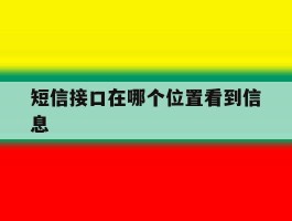 短信接口在哪个位置看到信息