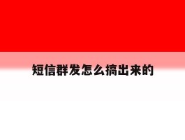 短信群发怎么搞出来的